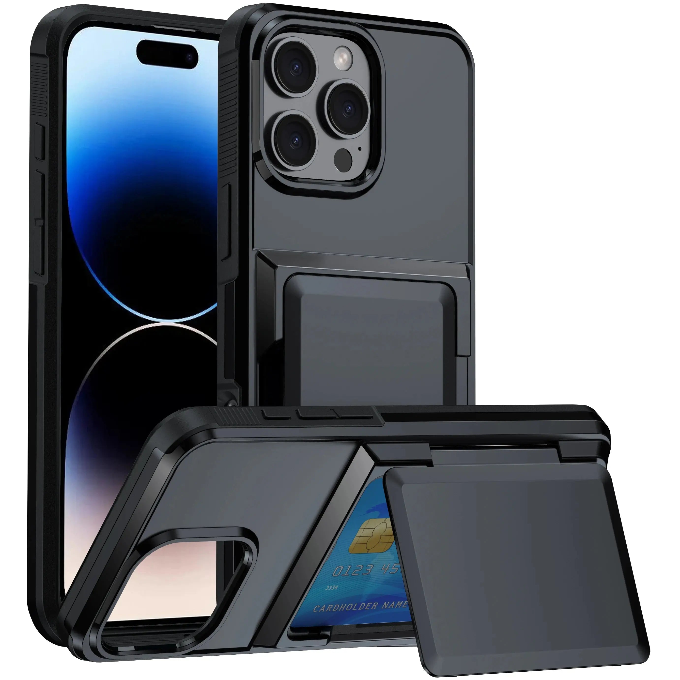 ArmorGuard Wallet Case with Card Holder for iPhone 16 and 16 Pro Max - Shockproof Heavy-Duty Protection