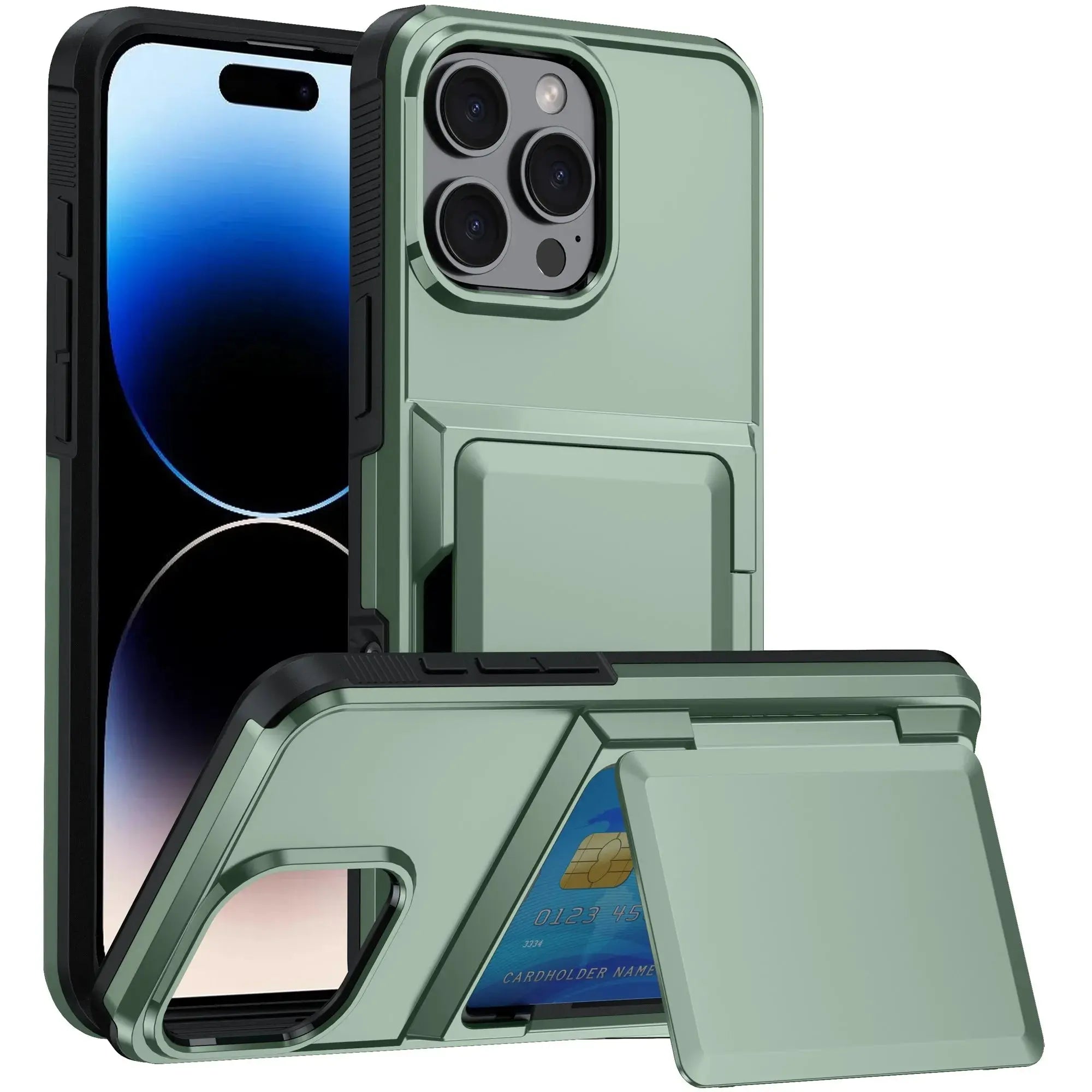 ArmorGuard Wallet Case with Card Holder for iPhone 16 and 16 Pro Max - Shockproof Heavy-Duty Protection