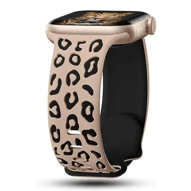 EveGlow Engraved Women's Leopard Band for Apple Watch