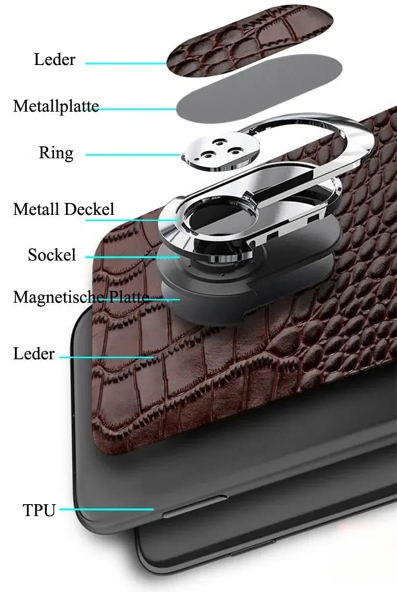 Genuine Cowhide Leather Bracket Phone Case For iPhone 15 14 13 12 11 Pro Max XR XS Max SE 2022 7 8 Plus Back Cover with Ring Pinnacle Luxuries