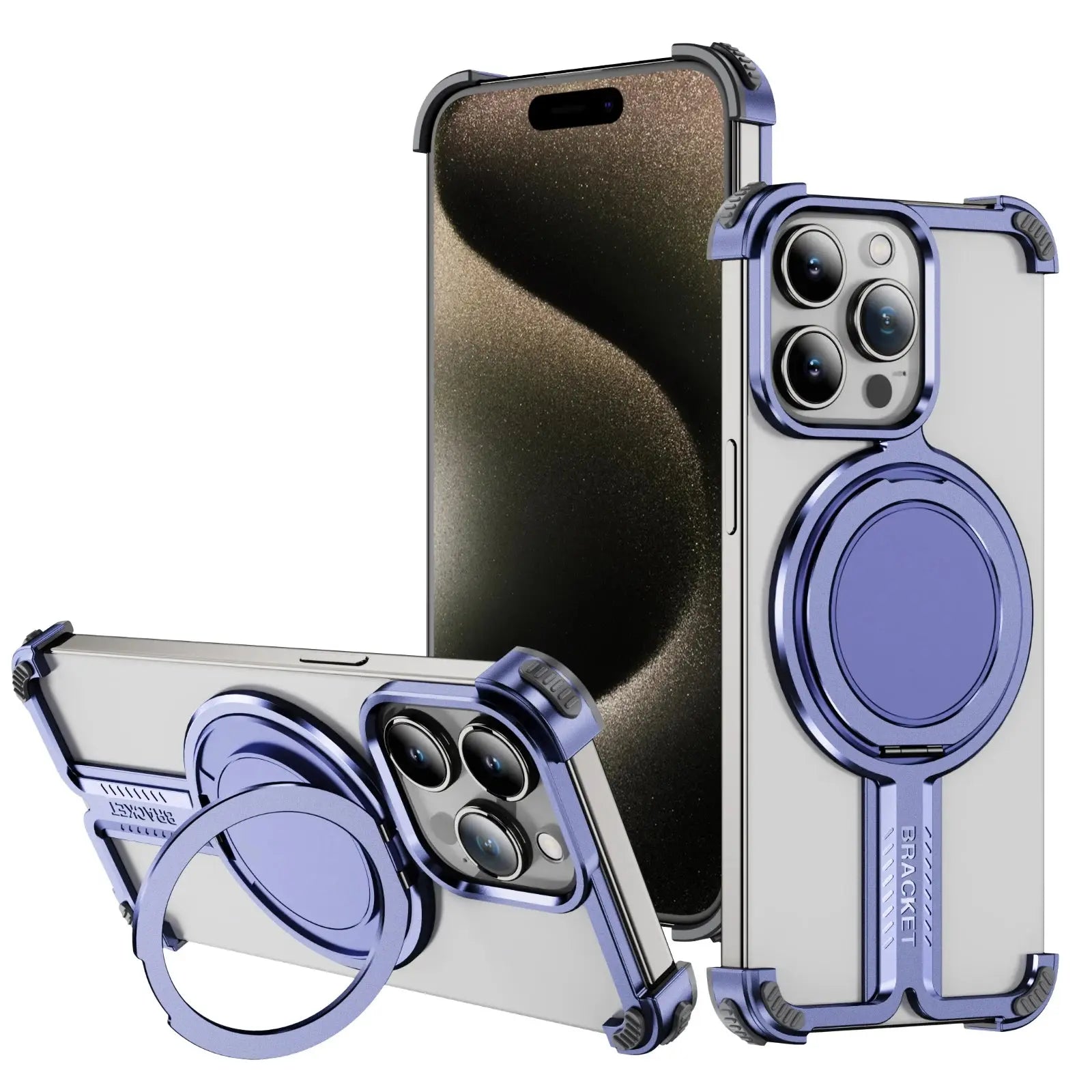 Premium Titanium Alloy 360° Magnetic Stand Case for iPhone 16 & Earlier Models