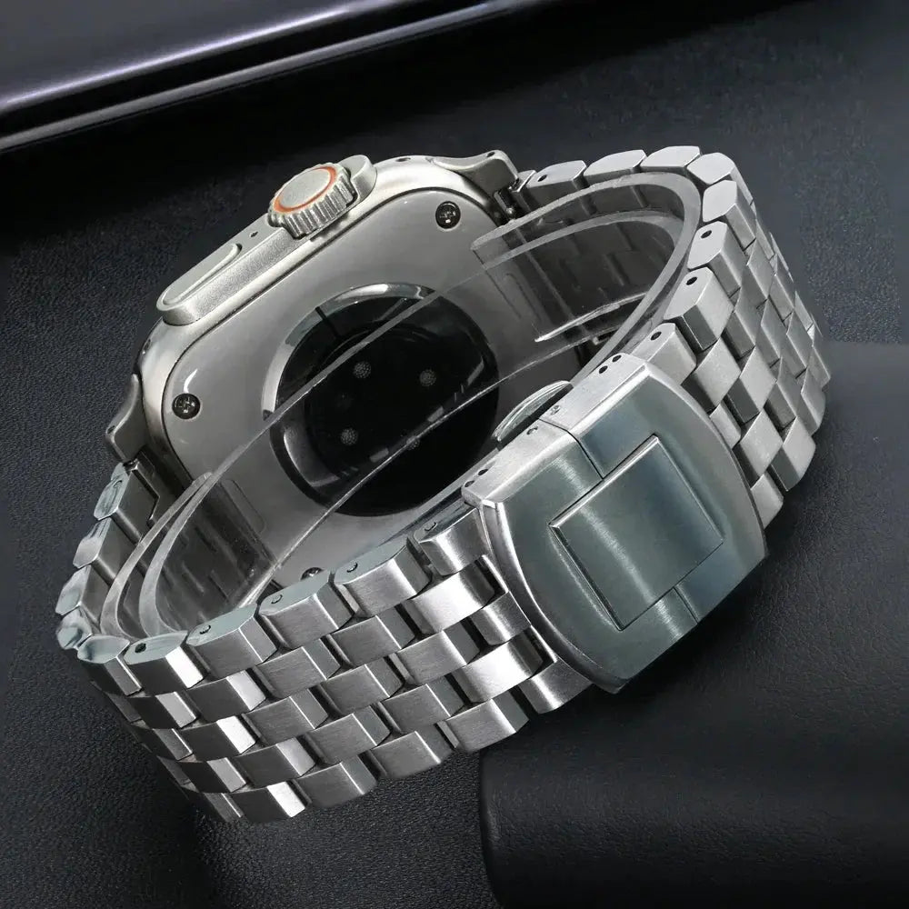 Men Stainless Steel Strap for Apple Watch 10 46mm Ultra 1 2 49mm Luxury Link Bracelet for Iwatch Series 9 8 7 6 5 4 Se 45mm 44mm Pinnacle Luxuries